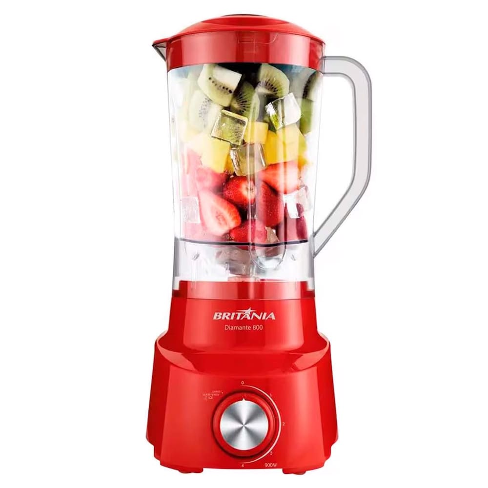Liquidificador Britânia Diamante 800 Vermelho 900W e 4 Velocidades  - 220V