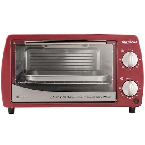 imagem-Forno Elétrico Britânia 10 Litros com Timer e Controle de Temperatura 800W - Vermelho - 127V