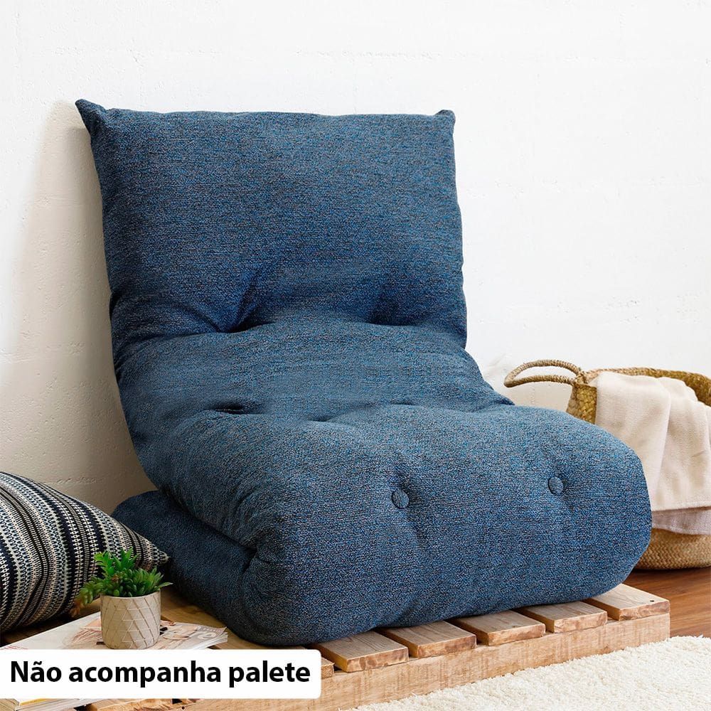 Futon Dobrável de Espuma Solteiro Azul - Emcompre