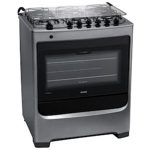 Fogão Consul 6 Bocas CFS6NAR com Mesa de Inox, Acendimento Automático e Tecnologia Cleartec Bivolt - Inox