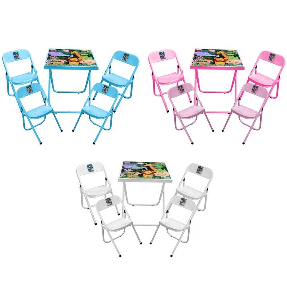 Conjunto Mesa Infantil Dobrável Com 04 Cadeiras em Aço - Utilaço