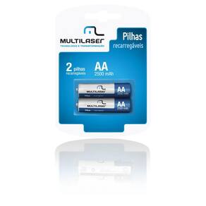 Pilhas Recarregaveis AA Multilaser 2500mAH com 2 Unidades - CB053