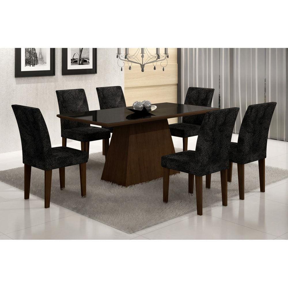 Conjunto Sala de Jantar Mesa Luna 180cm e 6 Cadeiras Grécia
