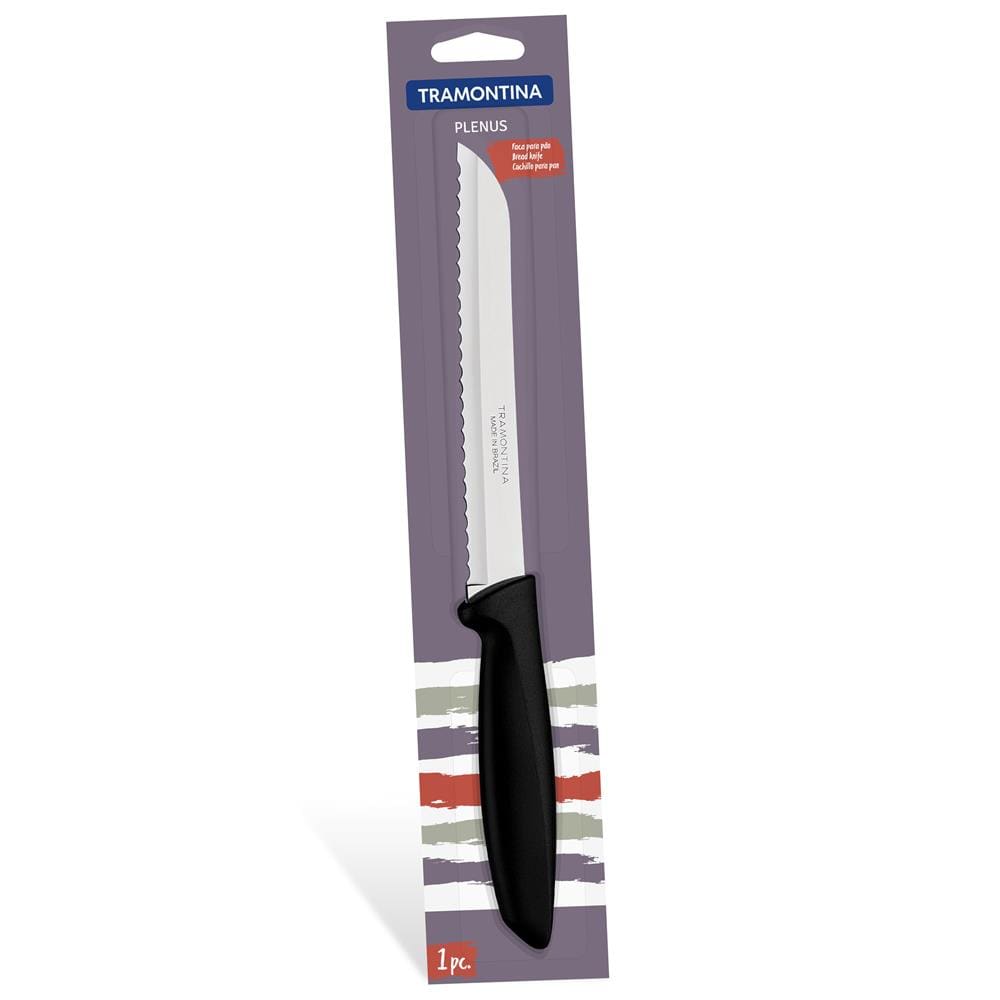 Faca para Pão 8" Tramontina Plenus em Inox Preta - 1 Peça