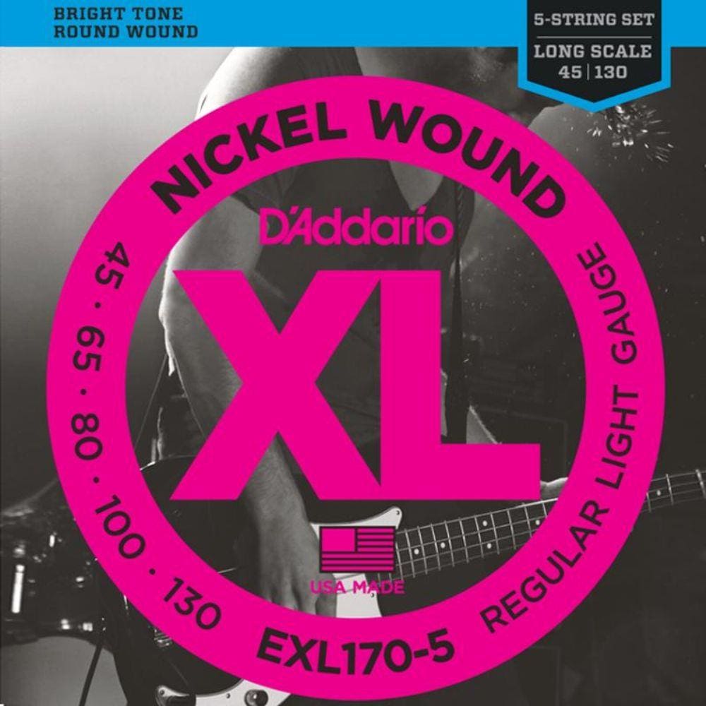 Encordoamento para Baixo D`Addario EXL170-5 045 5 Cordas Nickel Wound