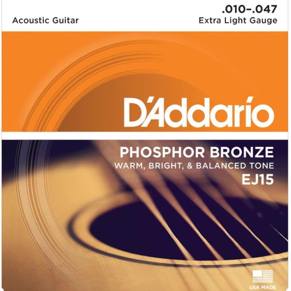 Encordoamento para Violão Aço D`Addario EJ15 010 Extra Light