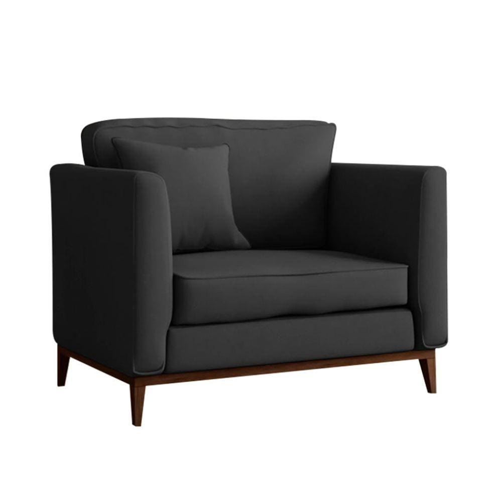 Poltrona Beny Pés e Base em Madeira Eco Algodão