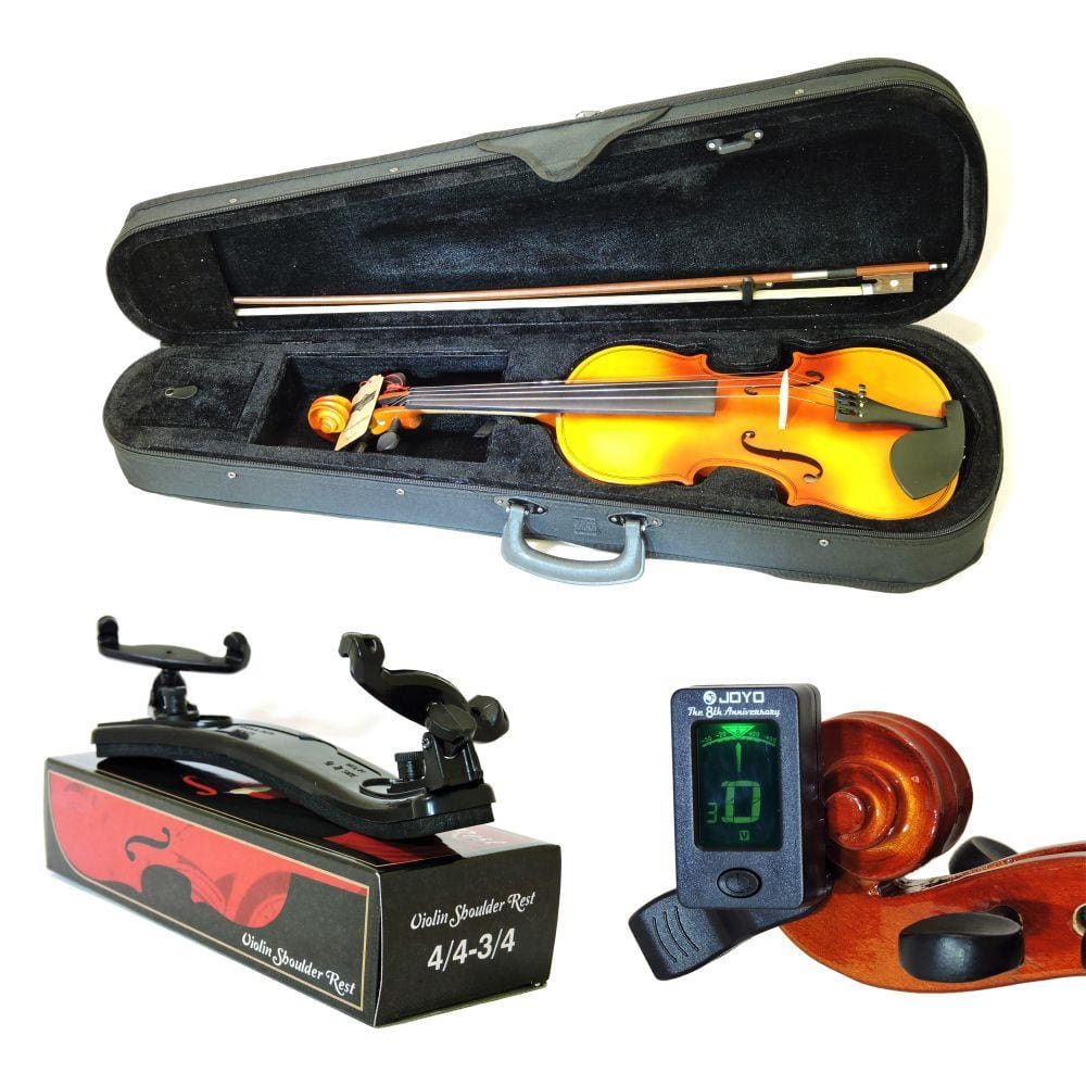 Kit Violino Barth Old  4/4 com Estojo, Arco,Breu + Espaleira Shoulder Rest + Afinador Joyo -Bk