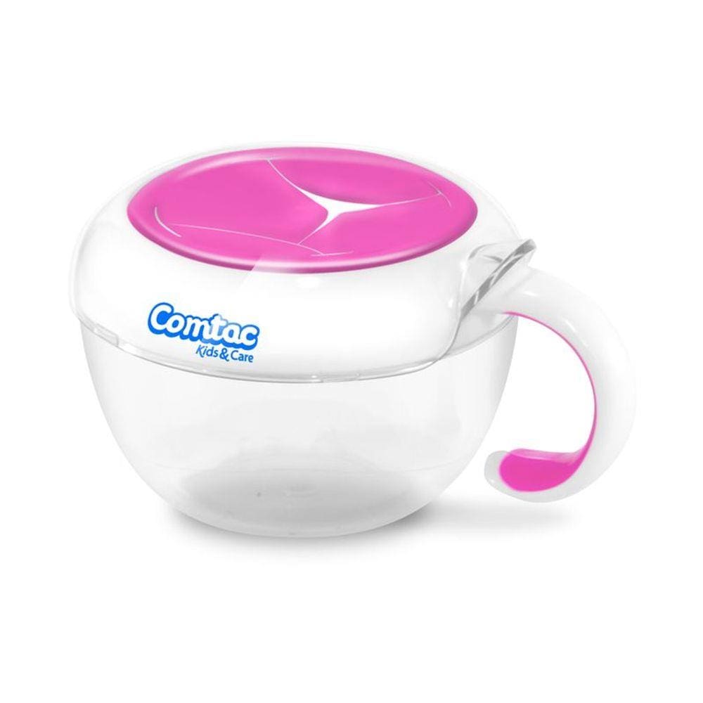 Porta Lanches com Tampa de Silicone - Pink - Comtac Kids - 4020