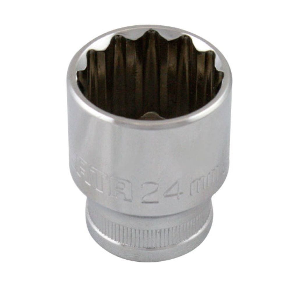 Soquete Estriado Cromado de 1/2 Polegadas 24mm - Sata-St13615Sc
