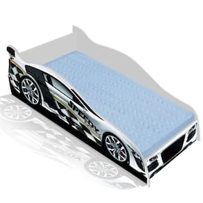 Cama Solteiro Carro Speedy Racing New 188x88 cm - Branca/Branco - RPM Móveis