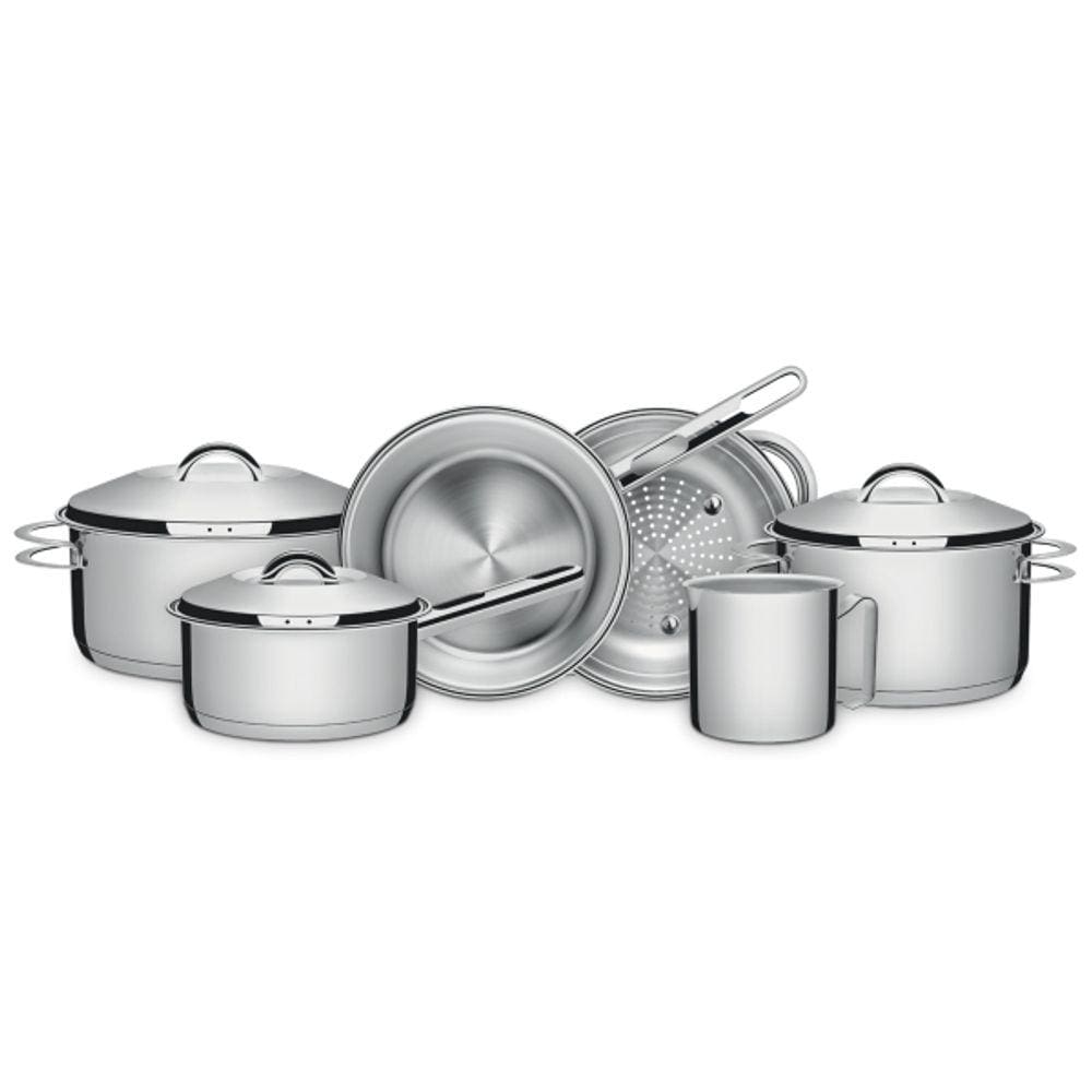Conjunto Jogo Panelas 6pc Inox Fundo Triplo Tramontina Solar