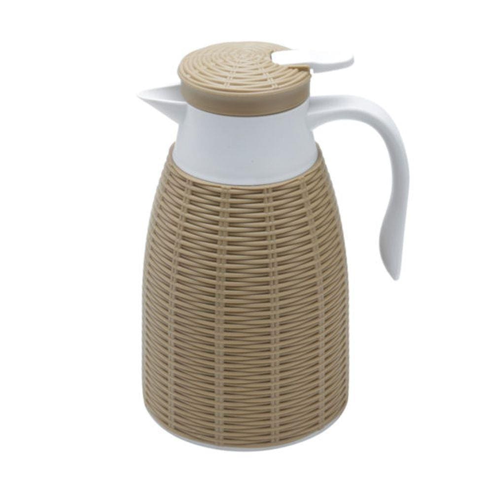 Garrafa Térmica com Rattan de Plastico Bege Tress 1 Litro Lyor