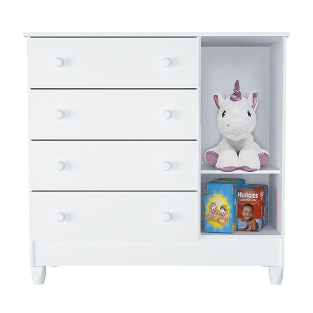 Cômoda Fraldário 4 Gavetas Ariel Carolina Baby Brilho