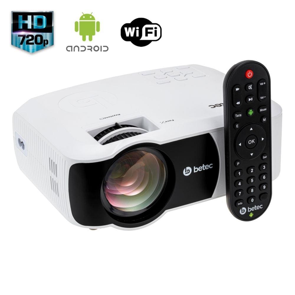 Mini Projetor Led Portátil - Betec BT920A - 2400 Lumens - Smart Android Wifi - HD Nativo - Bluetooth