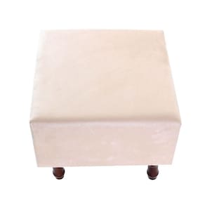 Puff Banqueta com Espuma 40x40cm Quadrado Suede Decorativo Pés Madeira