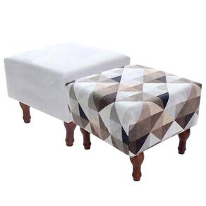 Kit com 2 Puff Banqueta 40x40cm Quadrado Decorativo Pés Madeira