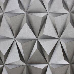 Papel de Parede 3D Italiano - 360104 - Geométrico Cinza com Brilho para Sala + Cola - 9,5 metros x 53 cm - Cobre 4,5 m²