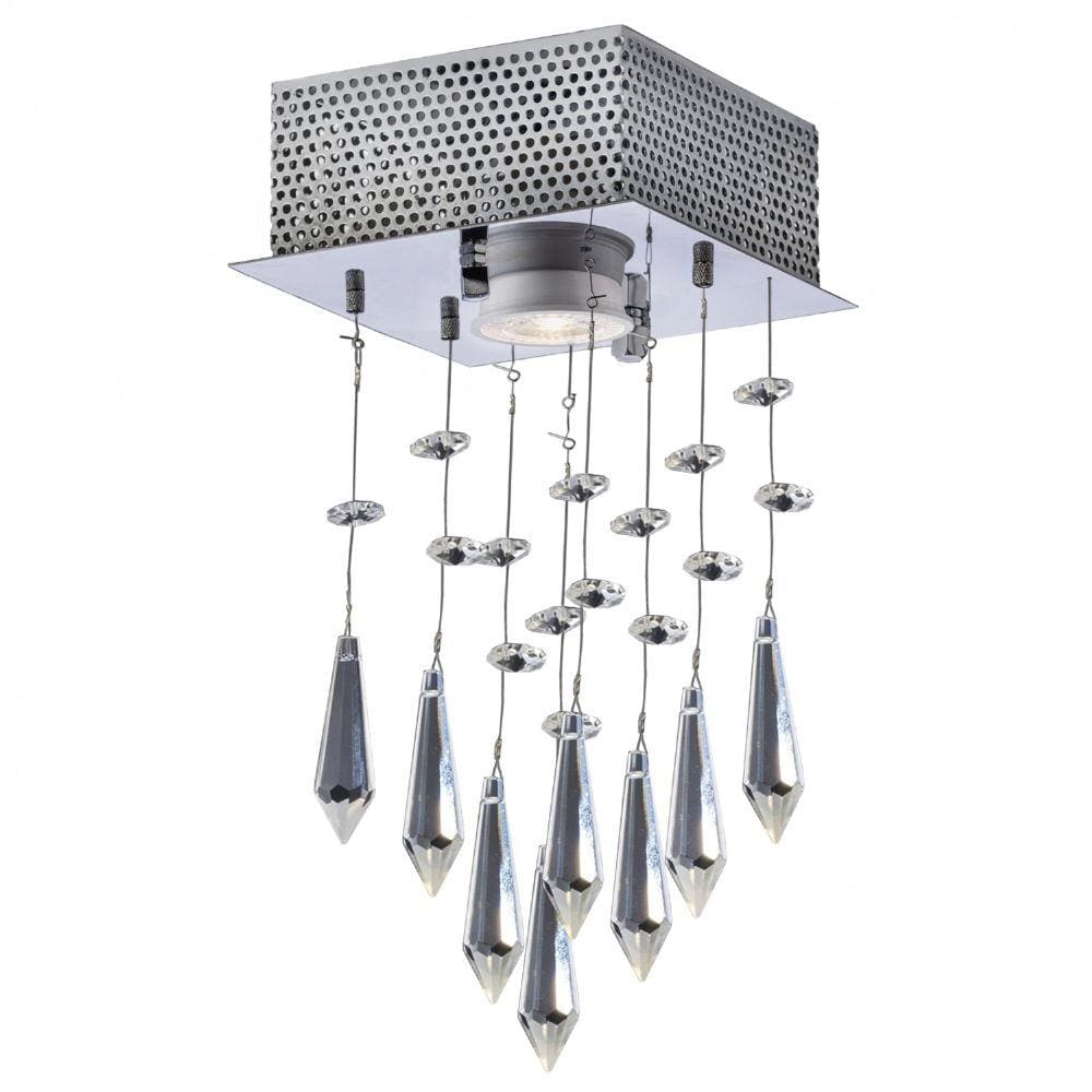 Plafon Sobrepor de Cristais Quadrado Thunder 1 Lâmpada Bronzearte
