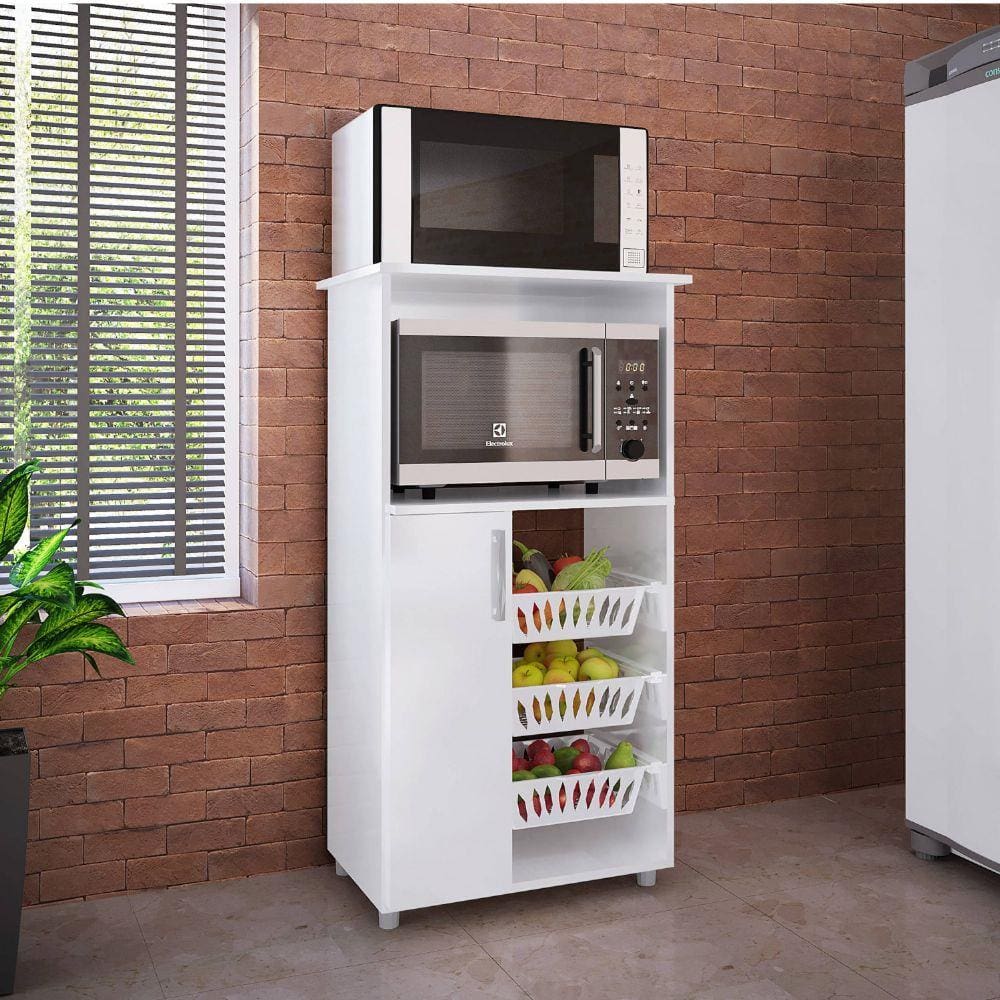 Fruteira com Nicho 1 Porta 3 Cestos 0260 Genialflex