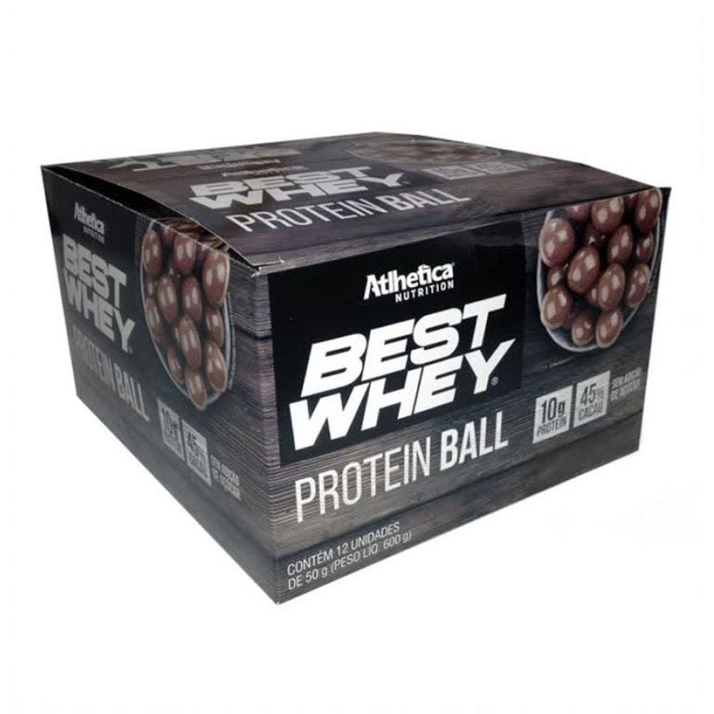 Caixa com 12 Unid Best Whey Protein Ball Chocolate ao Leite Atlhetica Nutrition