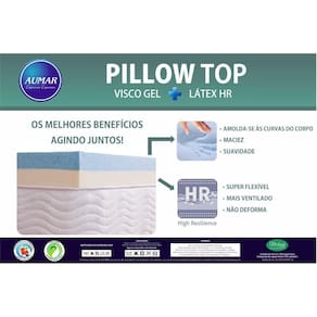 Pillow Top Visco Nasa Gel + Látex Hr Foam Queen 8cm - Aumar
