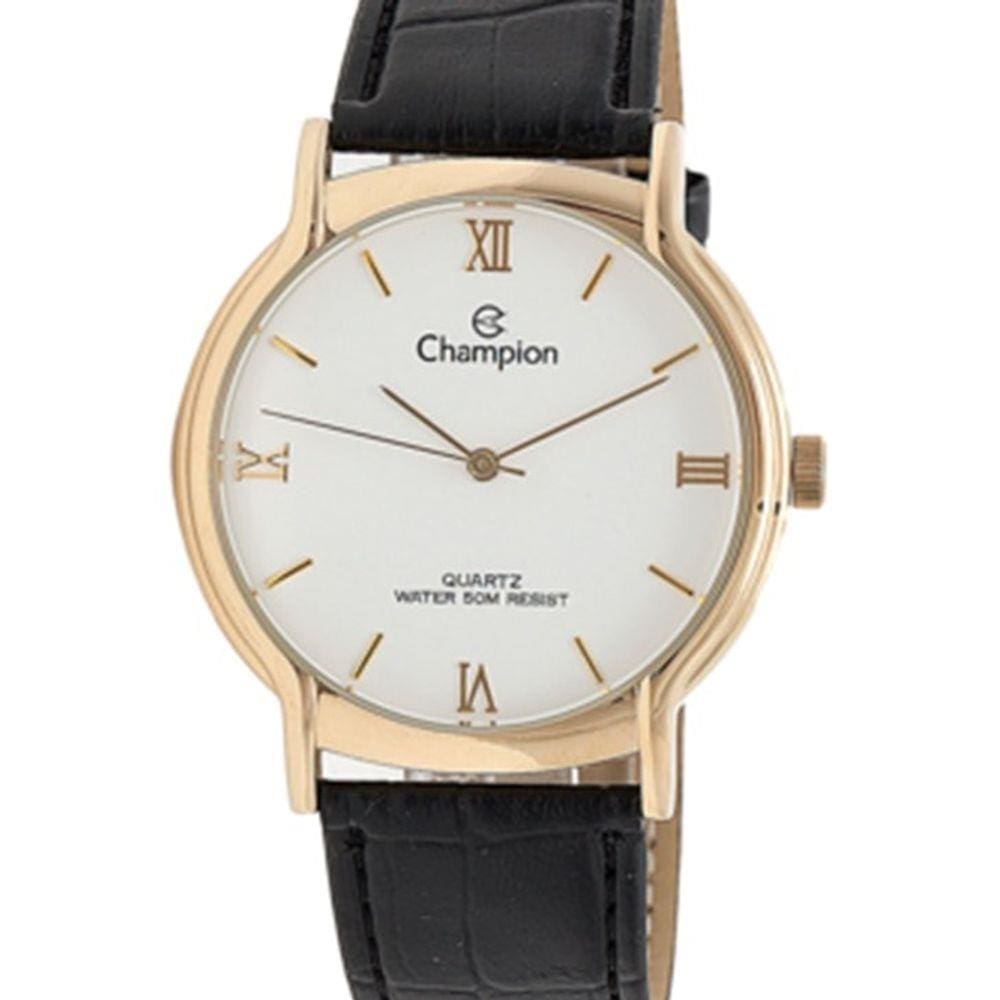 Relogio Masculino Dourado Pulseira de Couro Champion CN20006