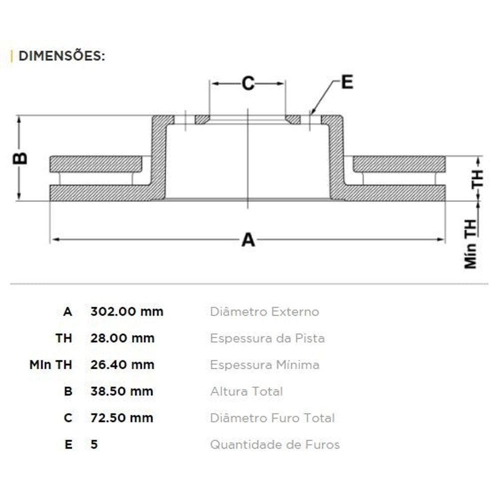 Disco De Freio Dianteiro Ventilado - Dodge Journey 2009 A 2012 - Bd5170