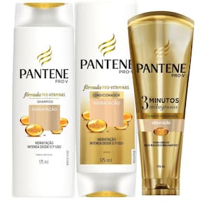 Kit Pantene Hidratação: 1 Shampoo 175ml + 1 Condicionador 175ml + 1 3 minutos milagrosos 170ml
