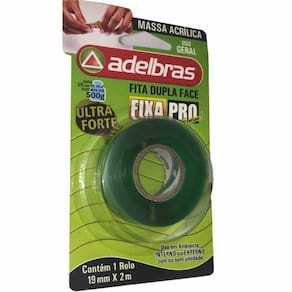 Fita Adesiva Dupla Face Massa Acrílica 19mm x 2m Fixa Pró 1 Rolo Adelbrás