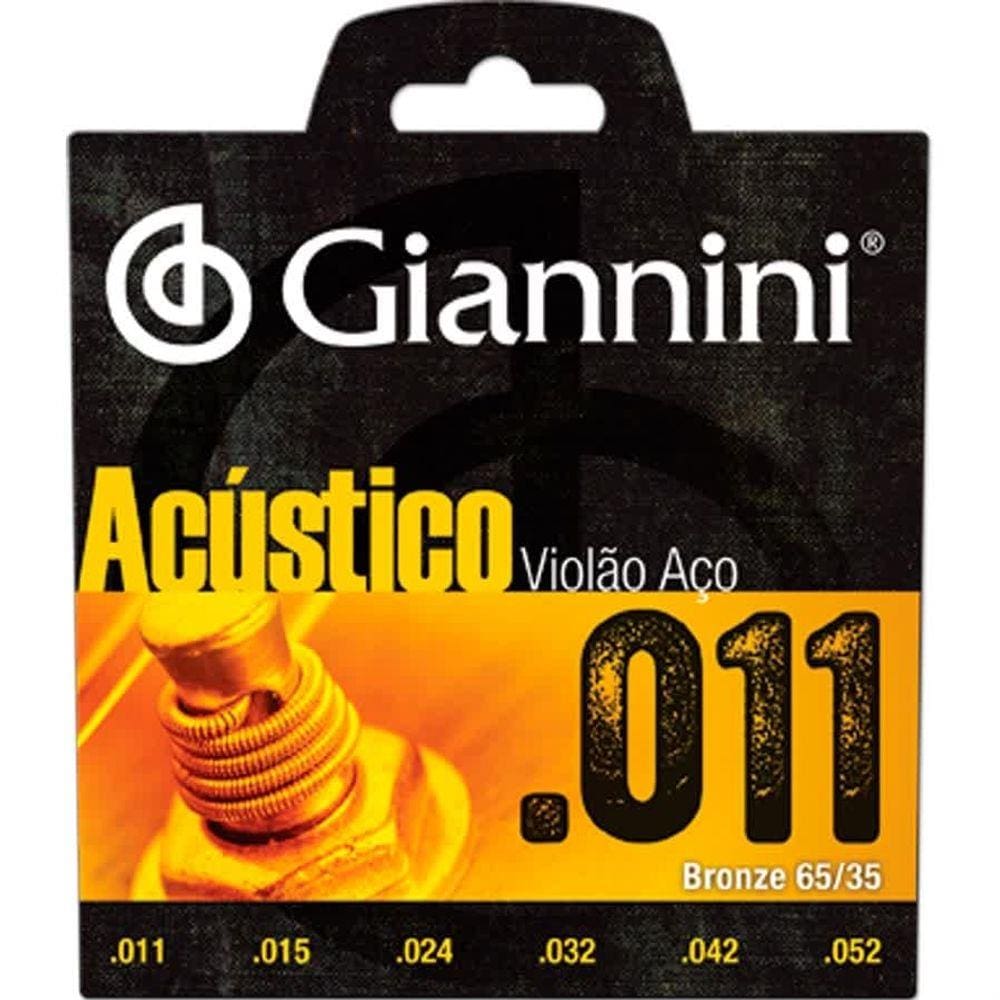 Encordoamento Para Violão Gespw Serie Acústico Aço 0.11 Giannini