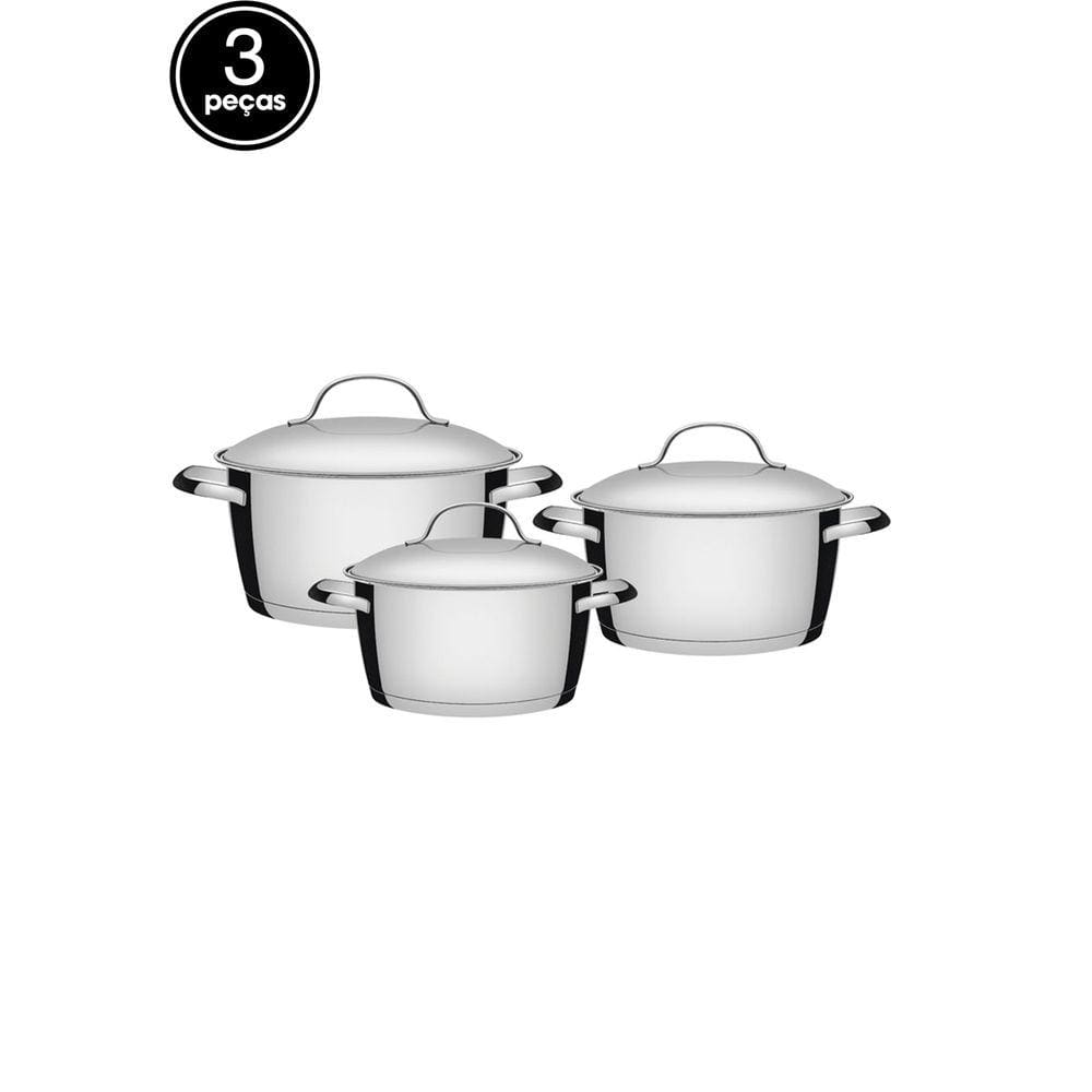 Jogo De Panelas Aço Inox Tramontina 3 Peças Allegra