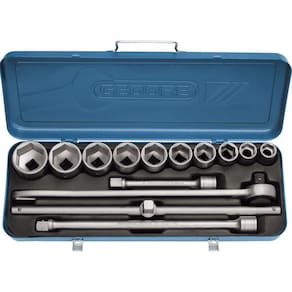 Jogo Soquete Sextavado 3/4" 22-50mm 14 peças c/ Estojo Metálico