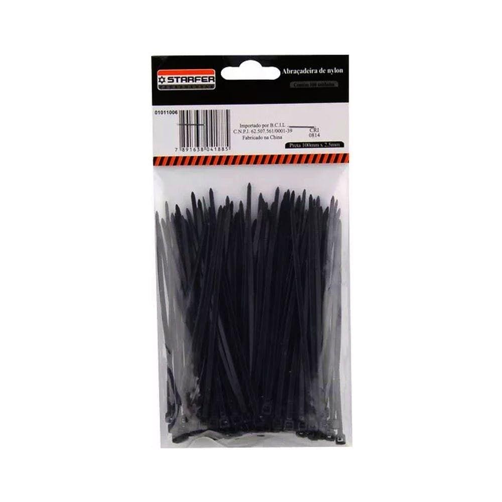 Abraçadeira Nylon Preta 100x2,5mm 100 unidades