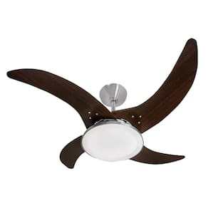 Ventilador De Teto Mareiro Led 4 Pás Aço E Tabaco Tron