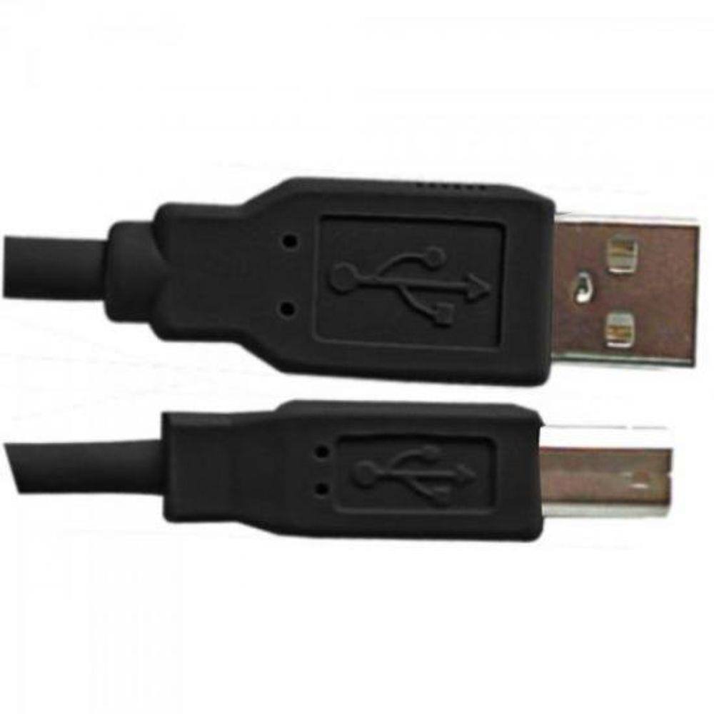 Cabo USB 2.0 A Macho + B Macho 1,8 Metros Preto Plus Cable