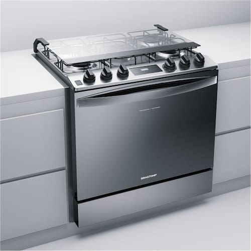 imagem-Fogão de Embutir Brastemp 5 Bocas BYS5PCR com Mesa de Inox, Turbo Chama e Touch Timer - Inox