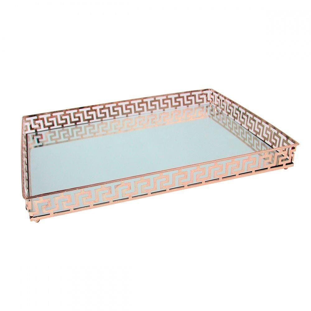 Bandeja Espelhada Decorativa Luxo Metal 40X30Cm Kv0107