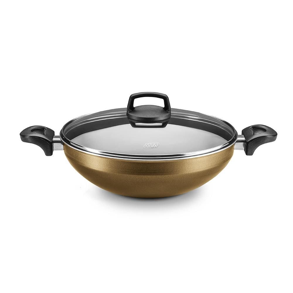 Wok Supra com Alça e Tampa de Vidro Nº28 Gold Mta