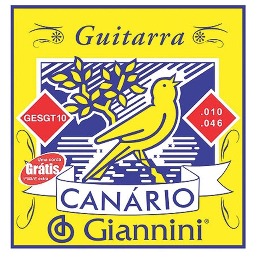 Encordoamento Para Guitarra Canário Aço 010 Gesgt10 Giannini