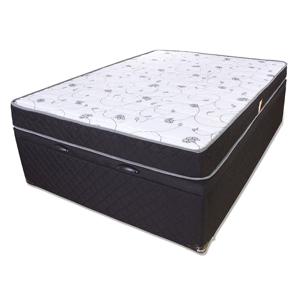 Conjunto Colchão Casal D33 Antialérgico + Cama Box Baú Microfibra BF Colchões 138x188x57cm