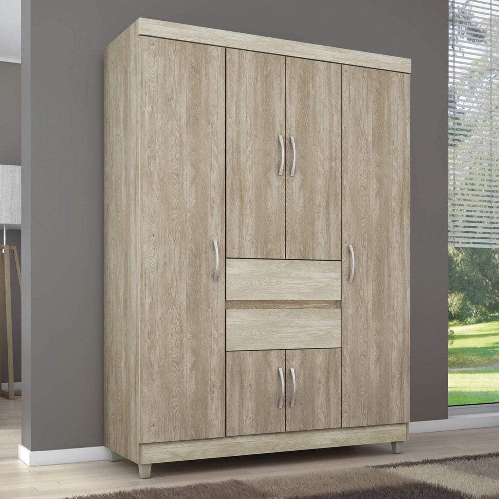 Guarda Roupa Casal 6 Portas 2 Gavetas Ecom II
