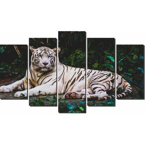 quadro tigre branco casal para decoração 3 peças