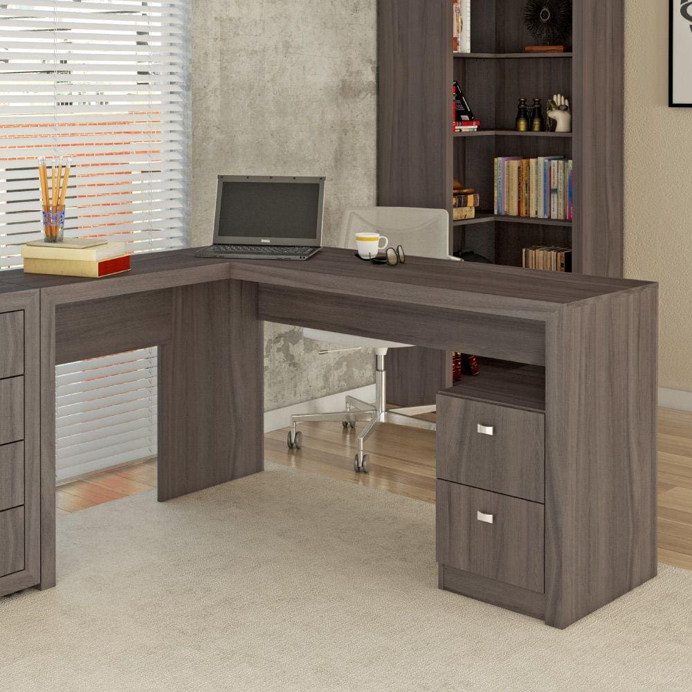 Mesa De Escritório Em L 2 Gavetas Me4129 Tecno Mobili
