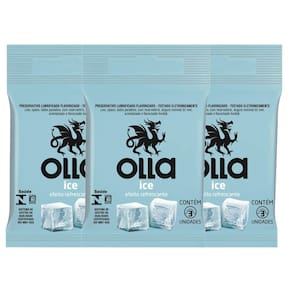 Kit com 3 Preservativo Olla Lubrificado Ice c/ 3 unidades