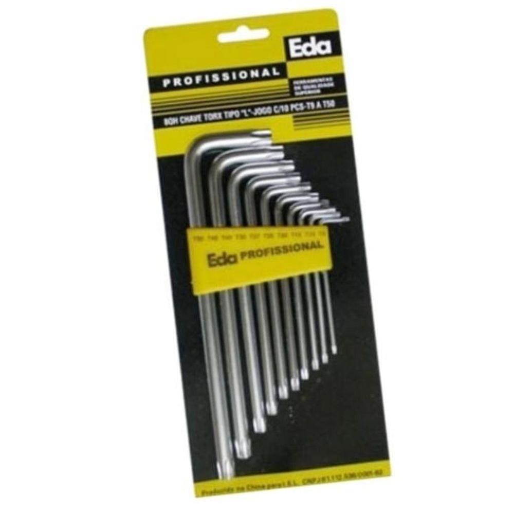 Jogo De Chave Torx Com 10 Peças T9 À T50 8Qh C/ Guia Eda