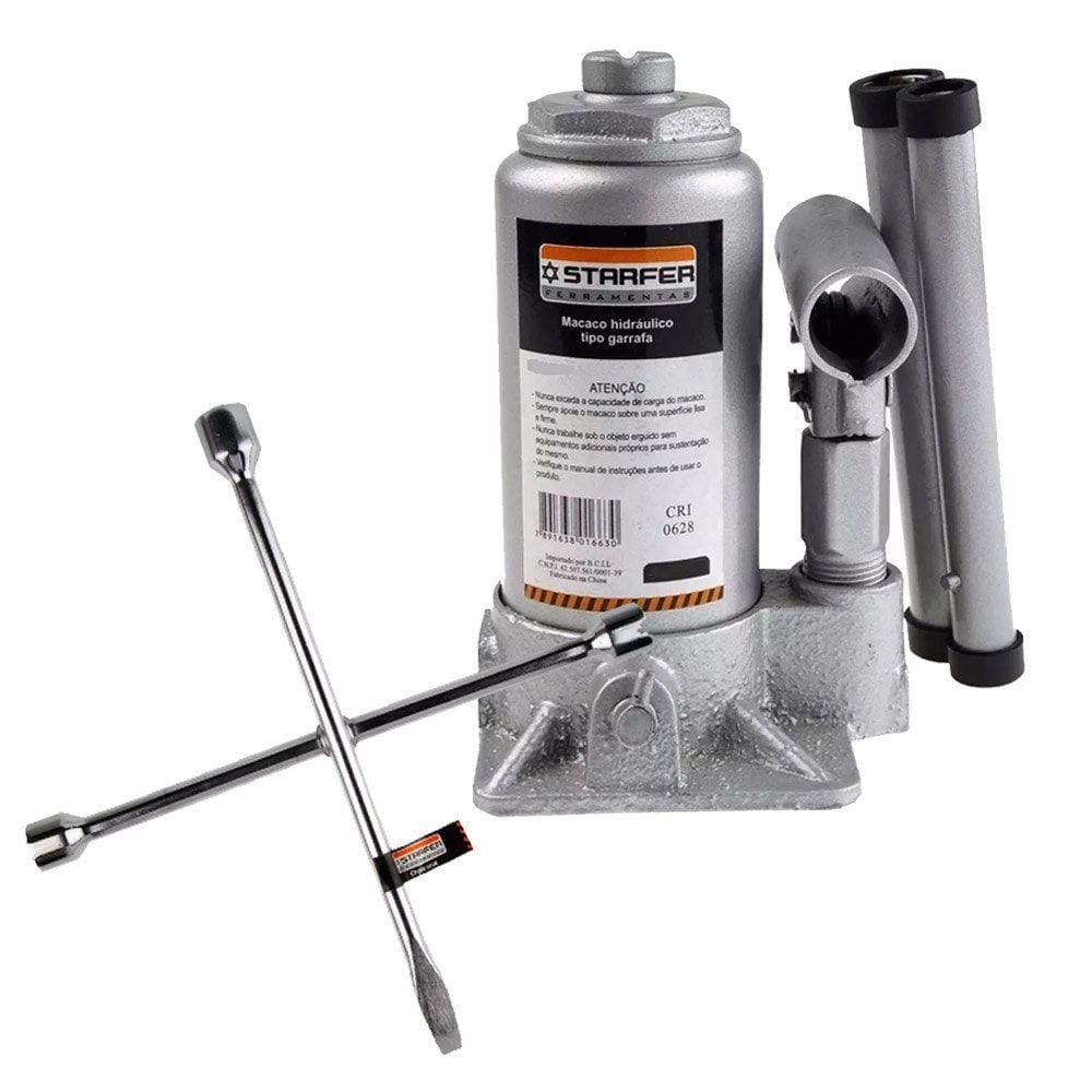Kit Macaco Hidráulico Garrafa 6t Chave Roda Starfer