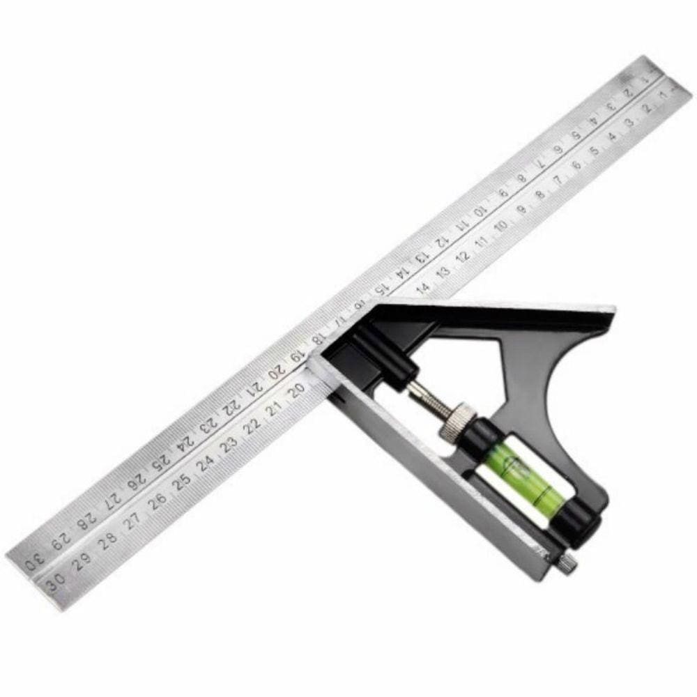 Esquadro Com Nível 30cm Inox Riscador Embutido Lotus