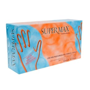 Luva de Procedimento Nitrílica Azul sem Pó M C/100 SUPERMAX