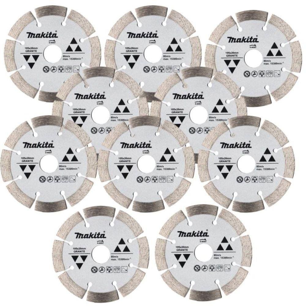 Kit Com 10 Disco Diamantados 4.1/8 Pol Para Granito D-44351 Makita